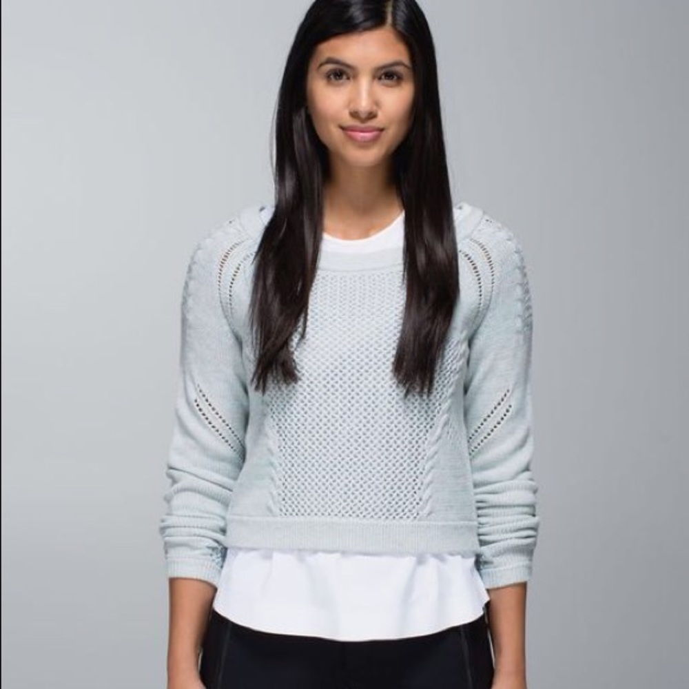 Lululemon Be Present Crochet Cropped Mint Sweater